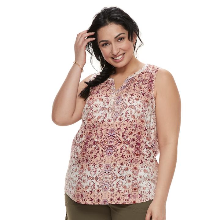 Plus Size Sonoma Goods For Life&trade; Printed Tank, Women's, Size: 2xl, Med Purple