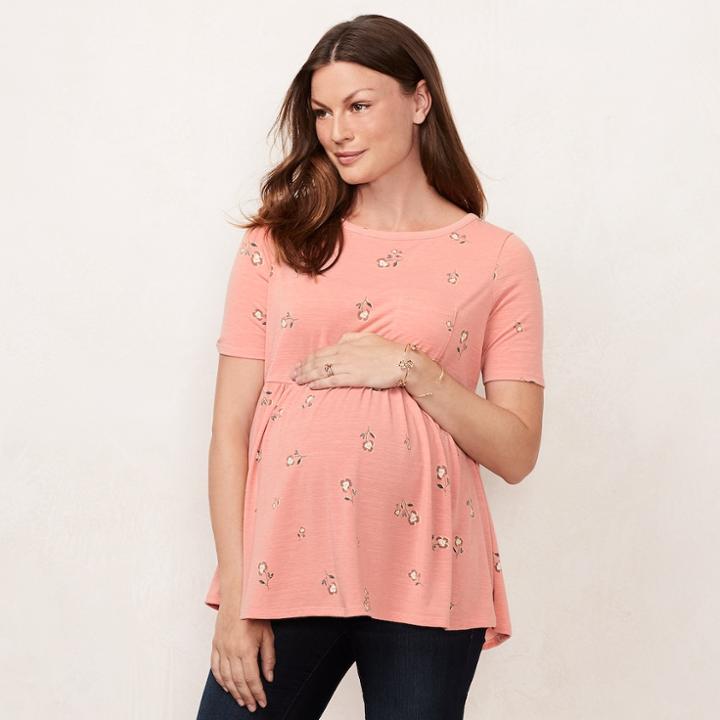 Maternity Lc Lauren Conrad Babydoll Tee, Women's, Size: L-mat, Orange