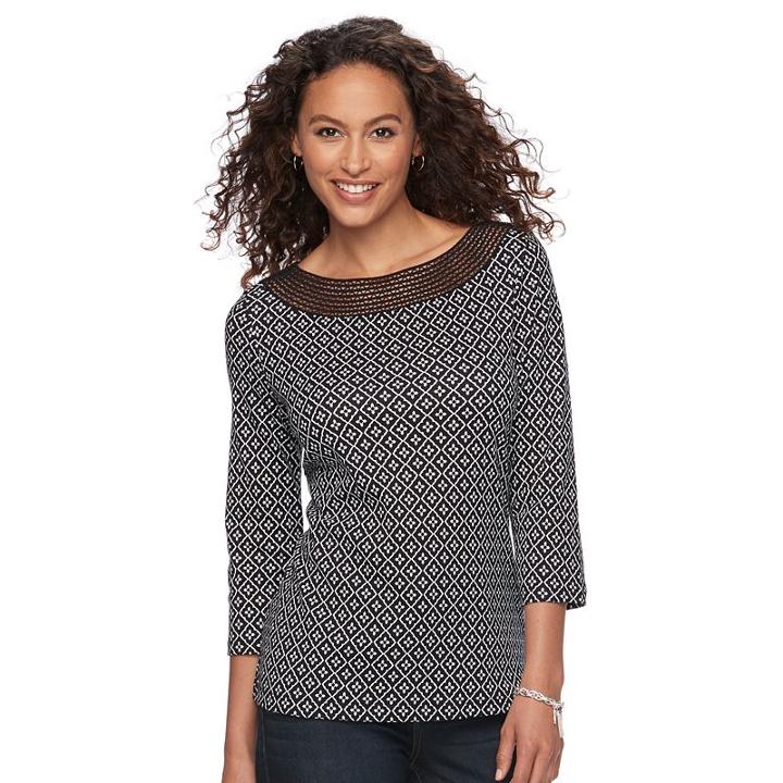 Women's Croft & Barrow&reg; Crochet Top, Size: Medium, Oxford