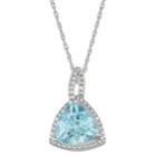 Sterling Silver Blue Topaz & Diamond Accent Triangle Pendant Necklace, Women's, Size: 18, White