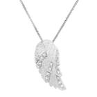 Diamond Accent Sterling Silver Feather Pendant Necklace, Women's, Size: 18, White