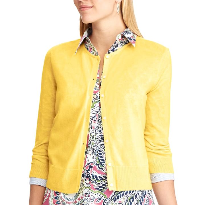 Women's Chaps Button-front Cardigan, Size: Medium, Yellow