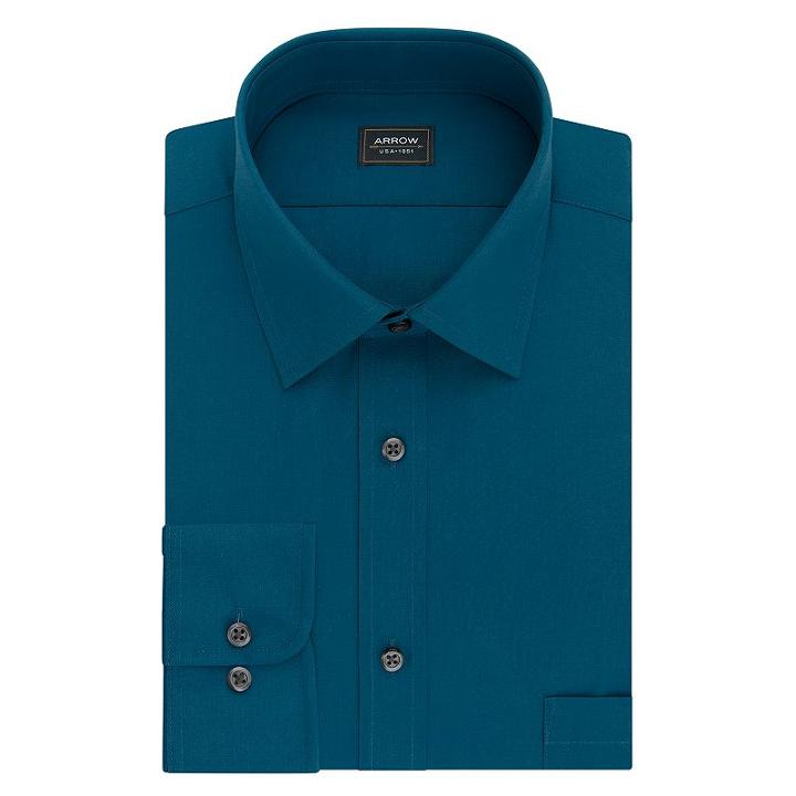 Big & Tall Arrow Regular-fit Poplin Wrinkle-free Dress Shirt, Men's, Size: 18.5-34/35, Orange Oth