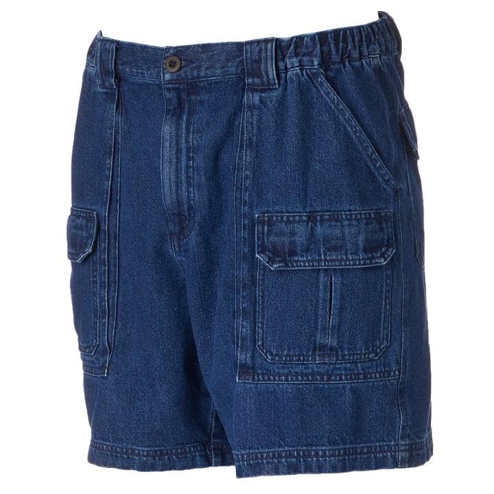 Men's Croft & Barrow&reg; Denim Side Elastic Cargo Shorts, Size: 42, Med Blue
