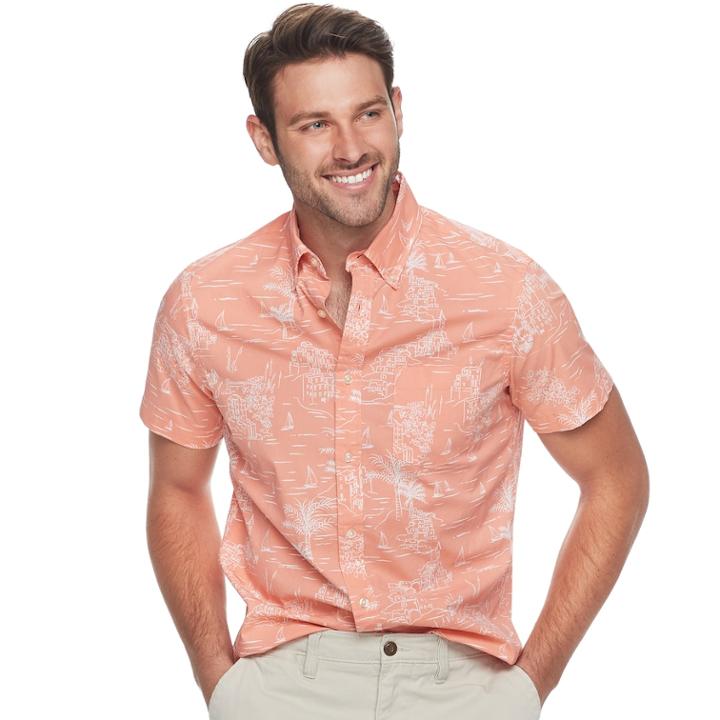 Men's Sonoma Goods For Life&trade; Slim-fit Poplin Button-down Shirt, Size: Large, Lt Orange