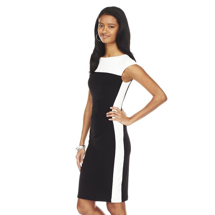 Women's Chaps Colorblock Sheath Dress, Size: Medium, Black