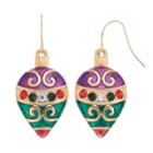 Colorblock Ornament Nickel Free Inverted Teardrop Earrings, Women's, Multicolor
