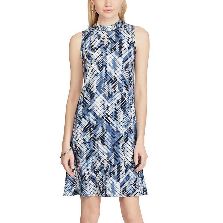 Women's Chaps Sleeveless Print Jersey Dress, Size: Xl, Blue