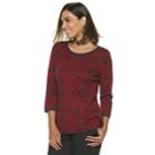 Women's Dana Buchman Scroll Jacquard Crewneck Sweater, Size: Xl, Red