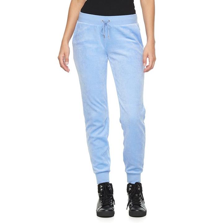 Women's Juicy Couture Solid Velour Jogger Pants, Size: Small, Light Blue