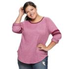 Juniors' Plus Size So&reg; Varsity Striped Tee, Teens, Size: 1xl, Dark Pink