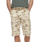 Men's Rawx Regular-fit Belted Cargo Shorts, Size: 34, Beig/green (beig/khaki)
