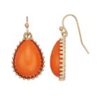 Peach Cabochon Nickel Free Teardrop Earrings, Women's, Turq/aqua