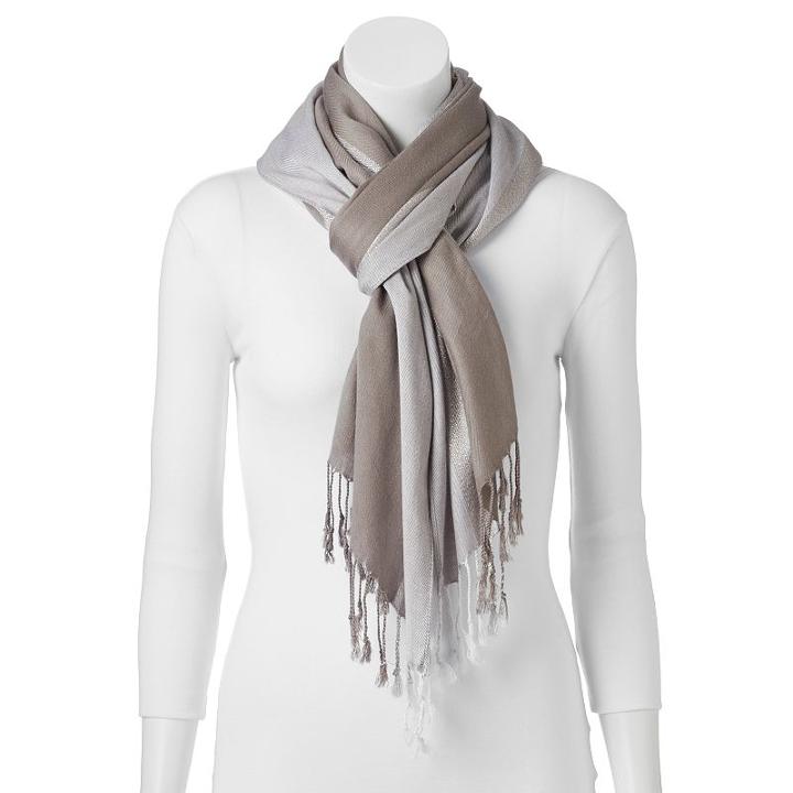 Apt. 9&reg; Lurex Striped Oblong Scarf, Women's, White Oth