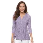 Petite Croft & Barrow&reg; Pintuck Henley, Women's, Size: M Petite, Med Purple