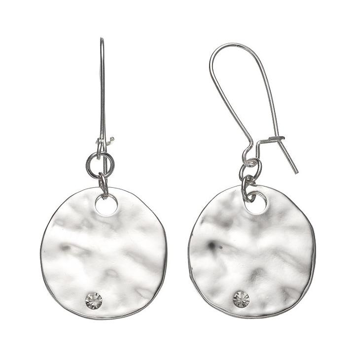 Apt. 9&reg; Hammered Disc Drop Earrings, Women's, Silver