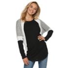 Juniors' Miss Chievous Cozy Colorblock Tunic, Teens, Size: Small, Black Gray Combo