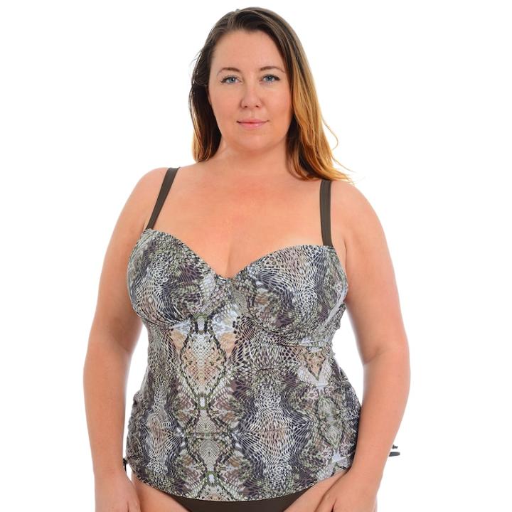 Plus Size Cyn And Luca Snakeskin Molded Tankini Top, Women's, Size: 18, Med Brown