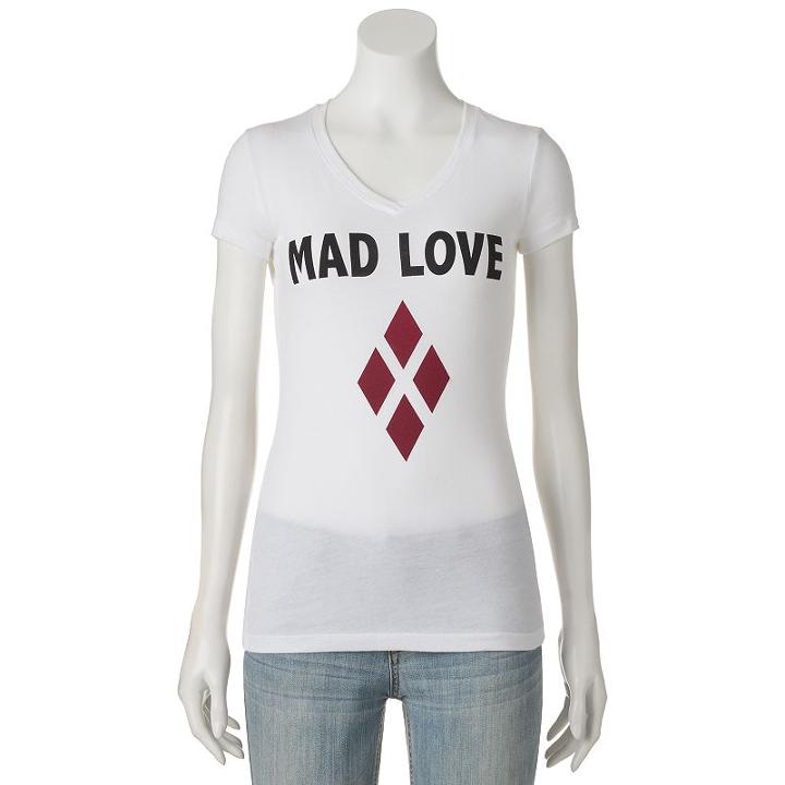 Juniors' Dc Comics Batman Harley Quinn Mad Love Graphic Tee, Girl's, Size: Xs, White