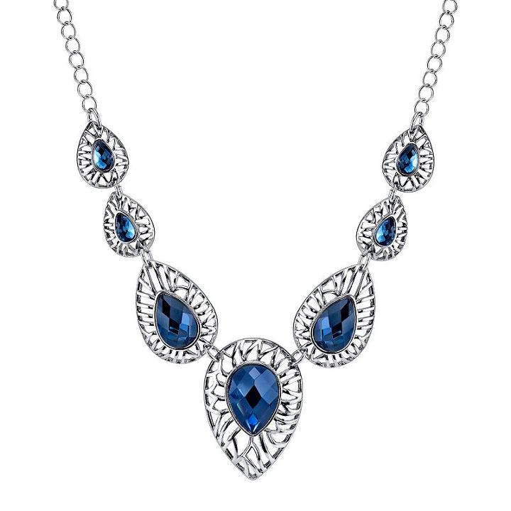 1928 Openwork Blue Teardrop Necklace, Women's, Size: 16