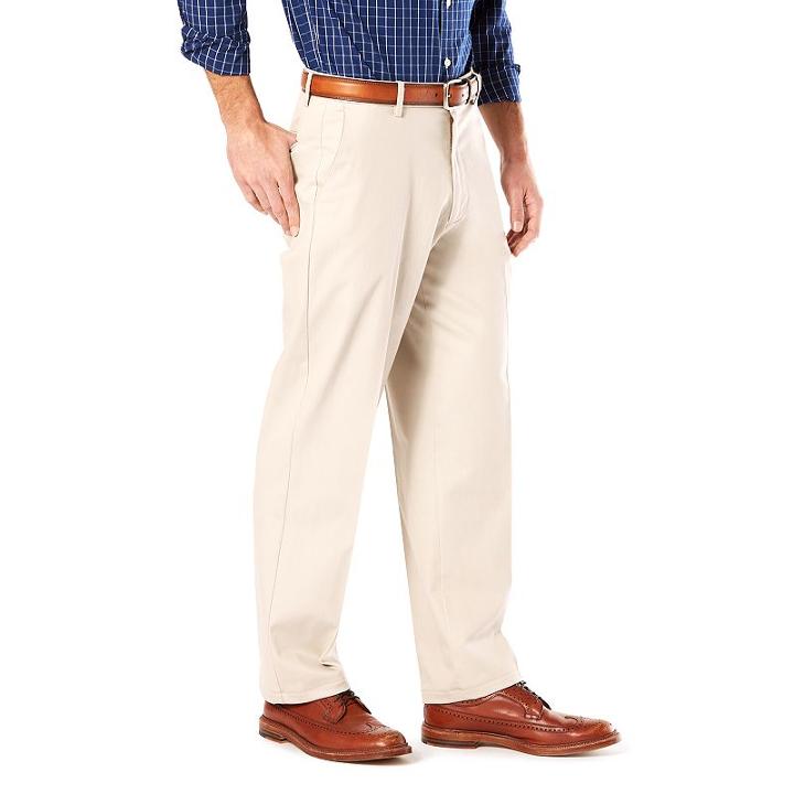Men's Dockers&reg; Relaxed Fit Stretch Signature Stretch Khaki Pants D4, Size: 44x30, Lt Beige