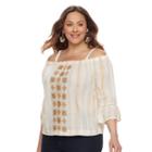 Plus Size Sonoma Goods For Life&trade; Printed Cold-shoulder Top, Women's, Size: 3xl, Gold