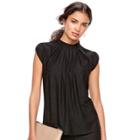 Women's Elle&trade; Pleated Mockneck Top, Size: Small, Black