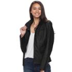 Juniors' Pink Envelope Faux-leather Jacket, Teens, Size: Large, Black