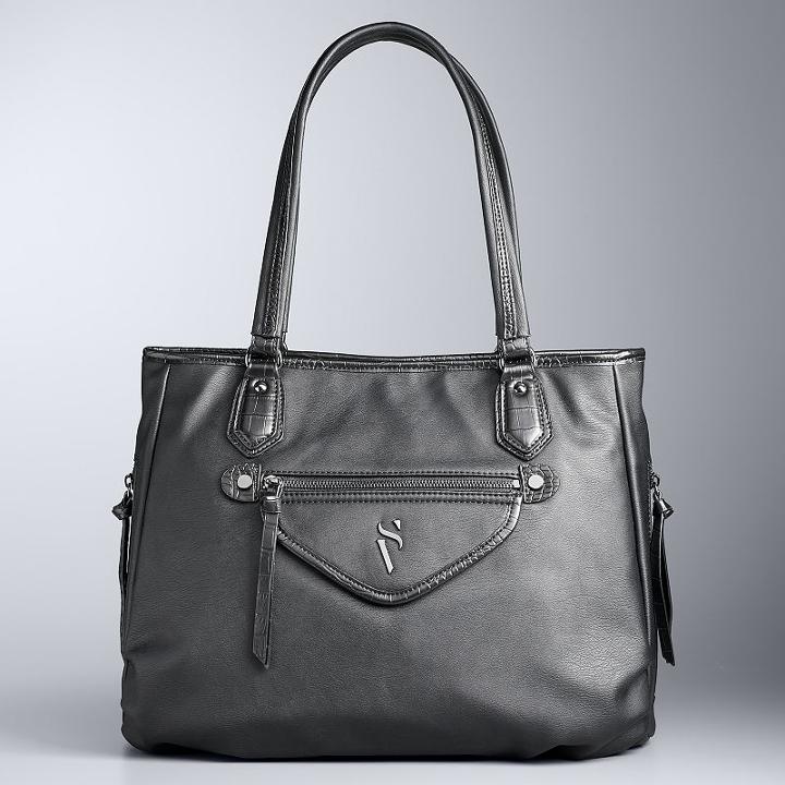 Simply Vera Vera Wang Sussex Side Zipper Tote, Women's, Black