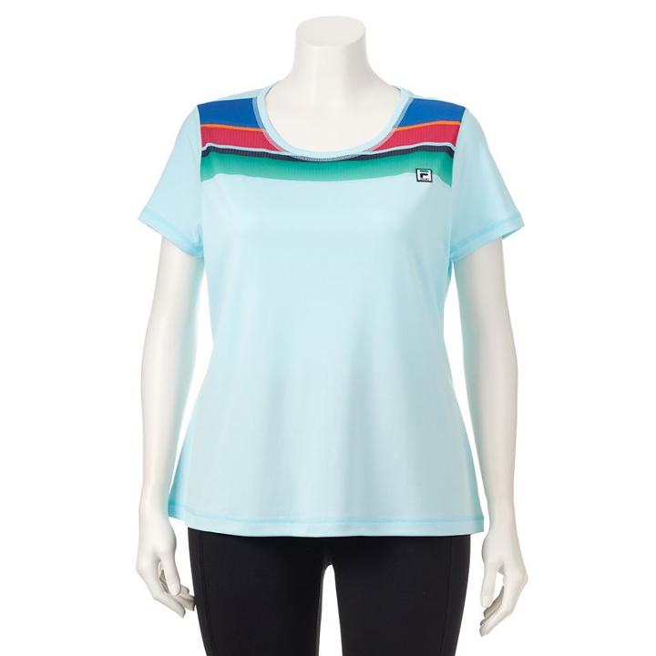 Plus Size Fila Sport&reg; Performance Mesh Yoke Scoopneck Tee, Women's, Size: 2xl, Light Blue