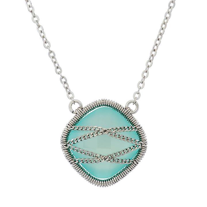 Chalcedony Sterling Silver Chain-wrapped Necklace, Women's, Size: 18, Green