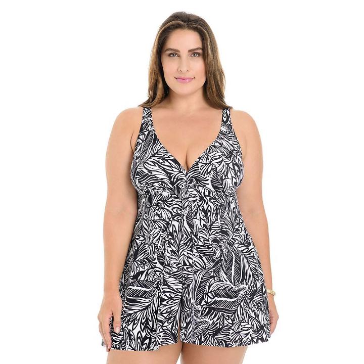 Plus Size Croft & Barrow&reg; Tummy Slimmer Swimdress, Women's, Size: 26 W, Oxford