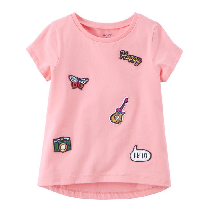 Girls 4-8 Carter's Butterfly, Guitar & Camera Patch Tee, Size: 6x, Pink