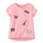 Girls 4-8 Carter's Butterfly, Guitar & Camera Patch Tee, Size: 6x, Pink