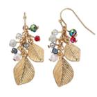 Lc Lauren Conrad Beaded Cluster Leaf Nickel Free Drop Earrings, Women's, Multicolor