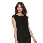 Women's Elle&trade; Swiss Dot Tee, Size: Xxl, Black