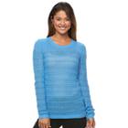 Women's Caribbean Joe Pointelle Crewneck Sweater, Size: Medium, Blue Other