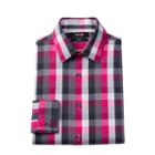Men's Apt. 9 &reg; Slim-fit Plaid Stretch Dress Shirt, Size: 15-32/33, Pink