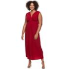 Juniors' Plus Size Wrapper Knot-front Empire Dress, Teens, Size: 2xl, Dark Red