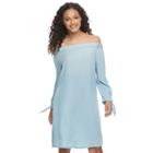 Juniors' So&reg; Chambray Off Shoulder Shift Dress, Girl's, Size: Xs, Light Blue