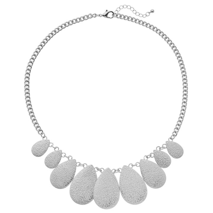 Textured Nickel-free Teardrop Necklace, Women's, Silver