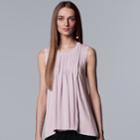 Women's Simply Vera Vera Wang Pintuck Swing Tank, Size: Medium, Lt Purple