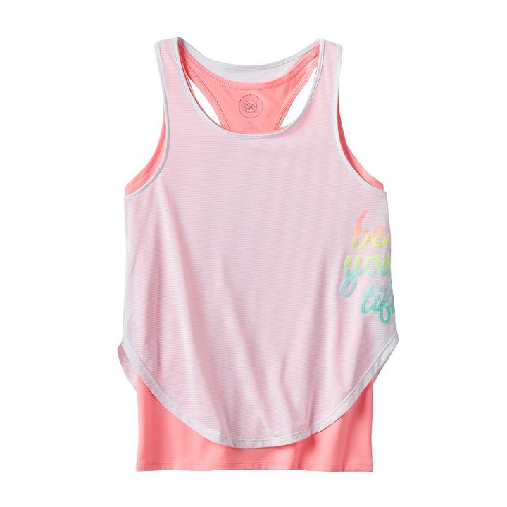 Girls Plus Size So&reg; Racerback Double-layer Tank Top, Girl's, Size: 20 1/2, Brt Pink