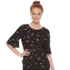 Women's Elle&trade; Printed Crepe Top, Size: Medium, Black