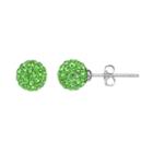 Silver Luxuries Silver Tone Crystal Fireball Stud Earrings, Women's, Green