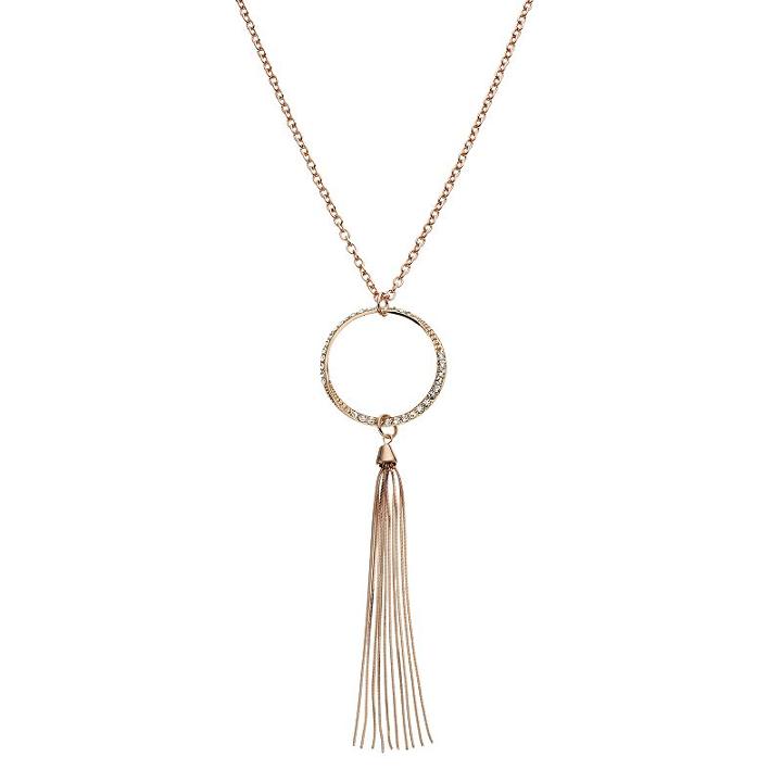 Jennifer Lopez Twisted Circle Tassel Pendant Necklace, Women's, Med Pink