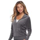 Women's Juicy Couture Embellished Hoodie Jacket, Size: Medium, Grey (charcoal)