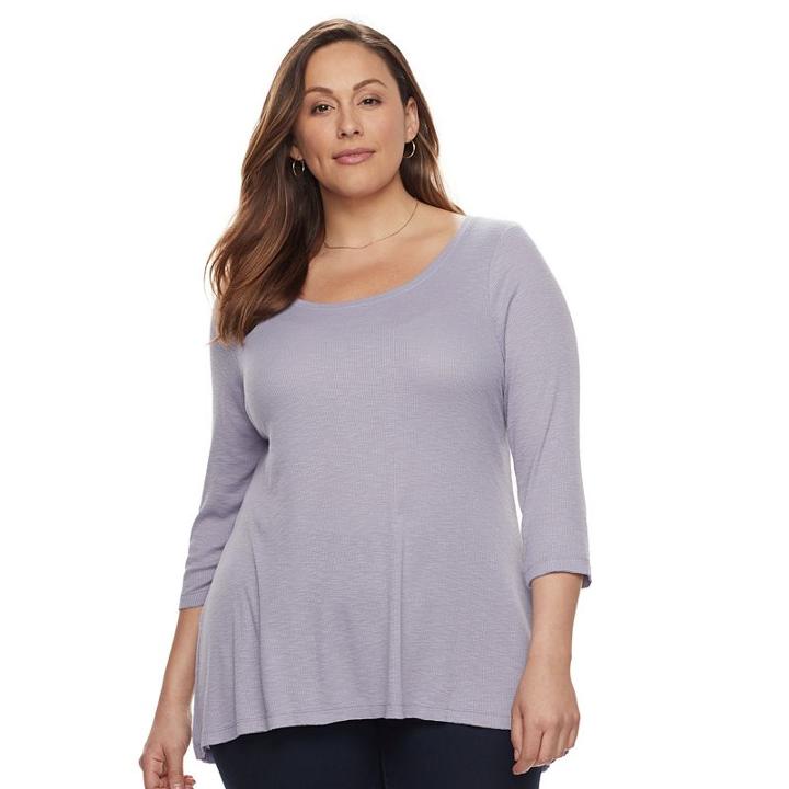 Plus Size Sonoma Goods For Life&trade; High-low Scoopneck Tee, Women's, Size: 3xl, Med Purple