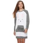 Juniors' Peace, Love & Fashion Cozy Animal Sleepshirt, Teens, Size: Medium, Dark Grey