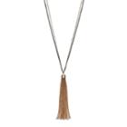 Two Tone Long Tassel Pendant Necklace, Women's, Black